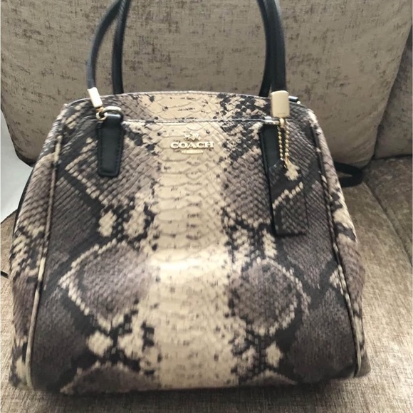 Vintage Coach Minetta Small Python Print Cream & Bag like new - Picture 2 of 13